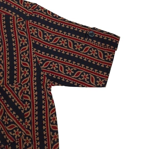 Vastraa Fusion Ikat Print Pure Cotton Spread Collar, Helf Sleeves, Button Shirt Casual Wear For Kid's