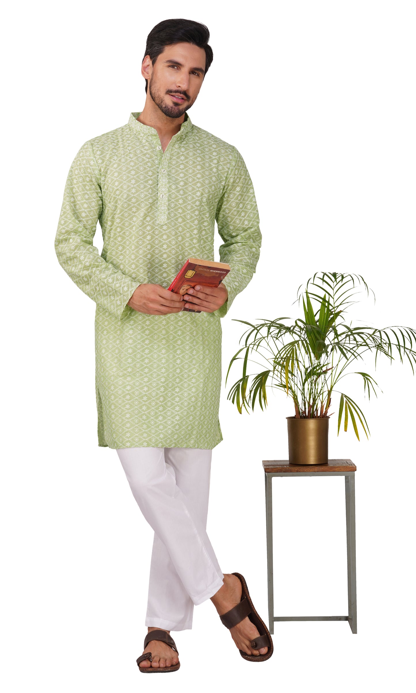 Kurta For Men Pure Cotton Chikankari Embroidery Kurta
