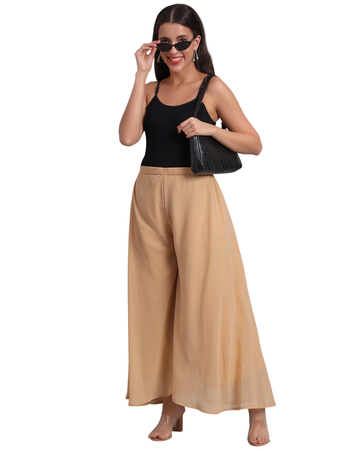 Vastraa Fusion Wide Fit Stylish Georgette Fabric Sharara Bottoms for Women's