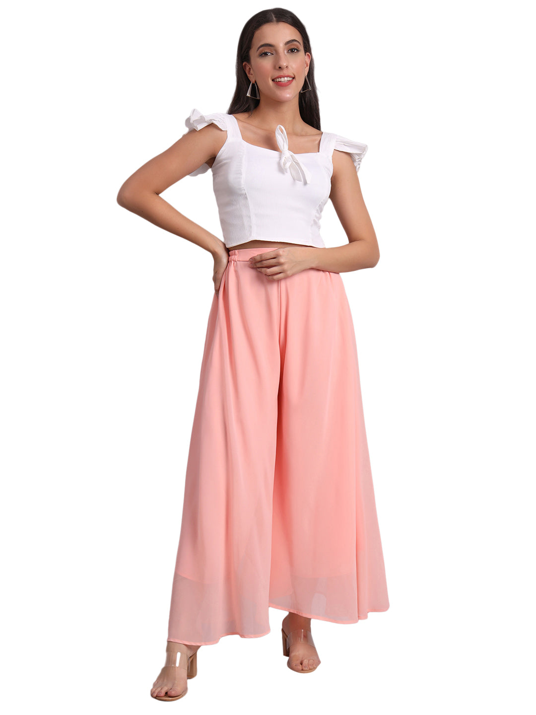 Vastraa Fusion Wide Fit Stylish Georgette Fabric Sharara Bottoms for Women's