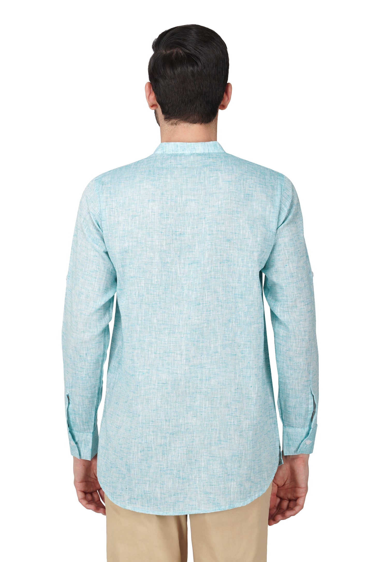 Vastraa Fusion Khadi Short Kurta For Men Casual Solid Pattern Short Kurta