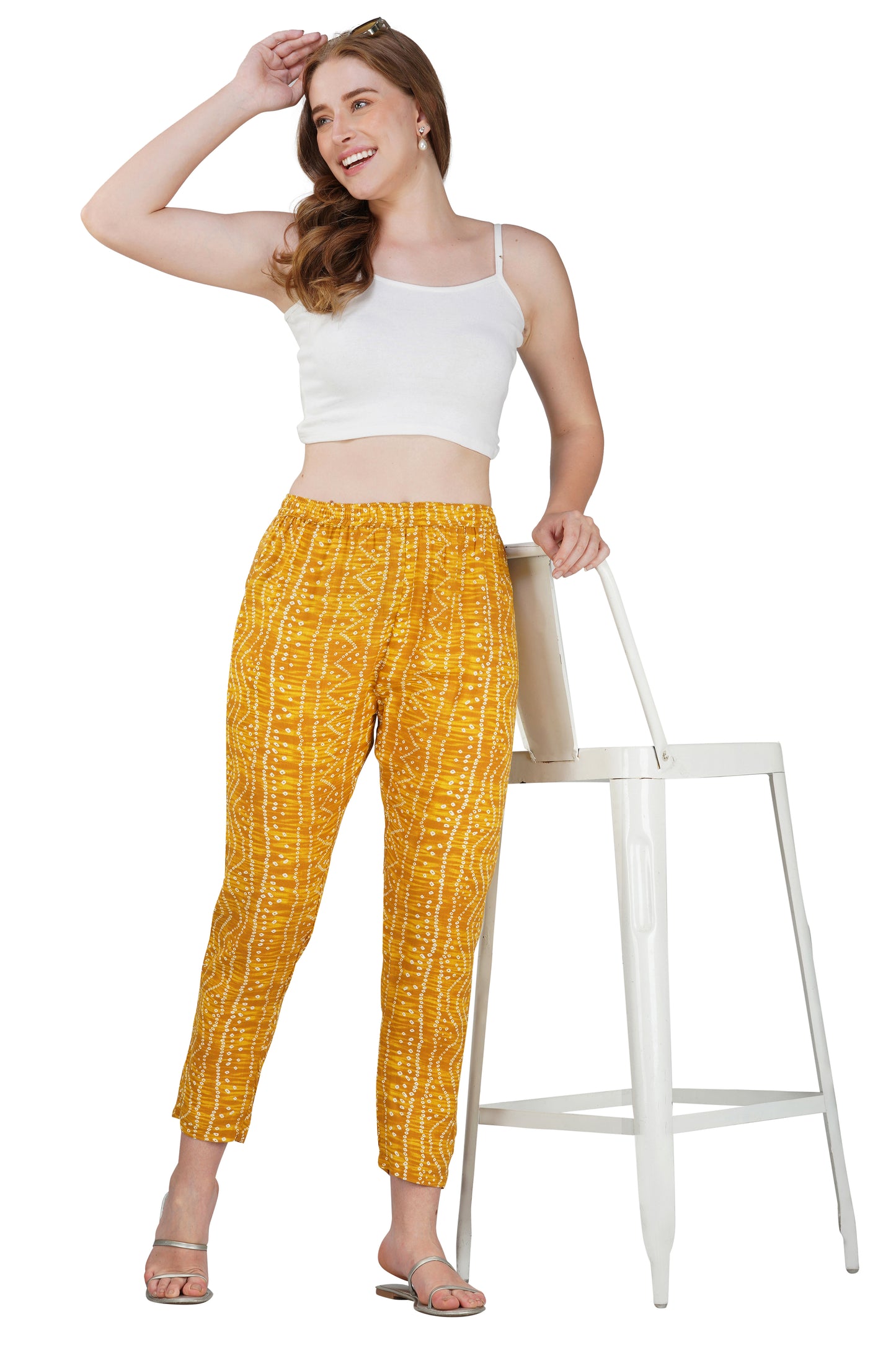 Vastraa Fusion Women's Regular Fit Bandhani Printed Pattern Rayon Palazzo