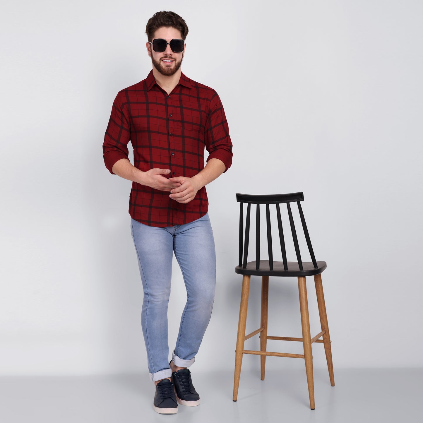 Vastraa Fusion Men's Rayon Checkered Shirt