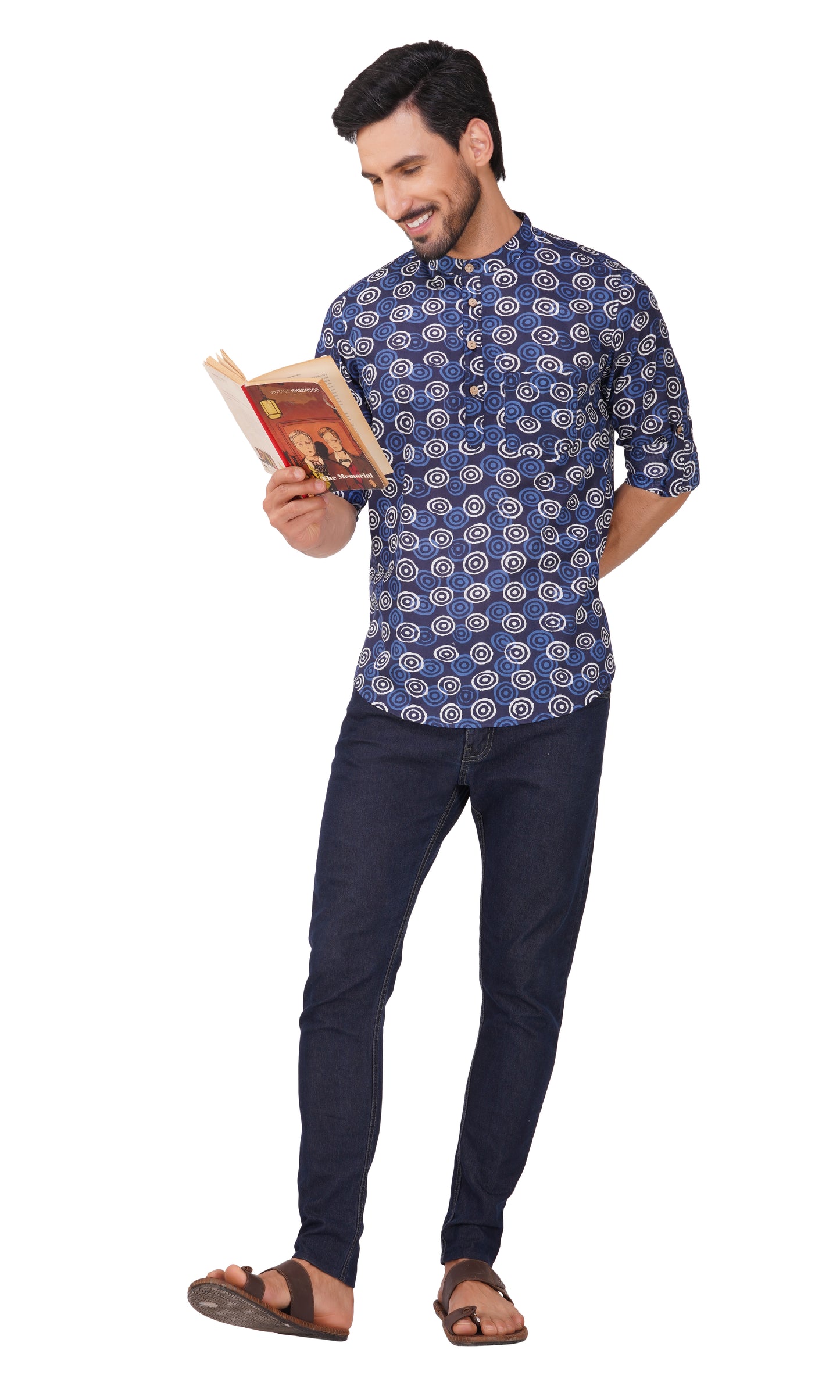 Vastraa Fusion Short Kurta For Men Printed Pattern Look In Short Kurta