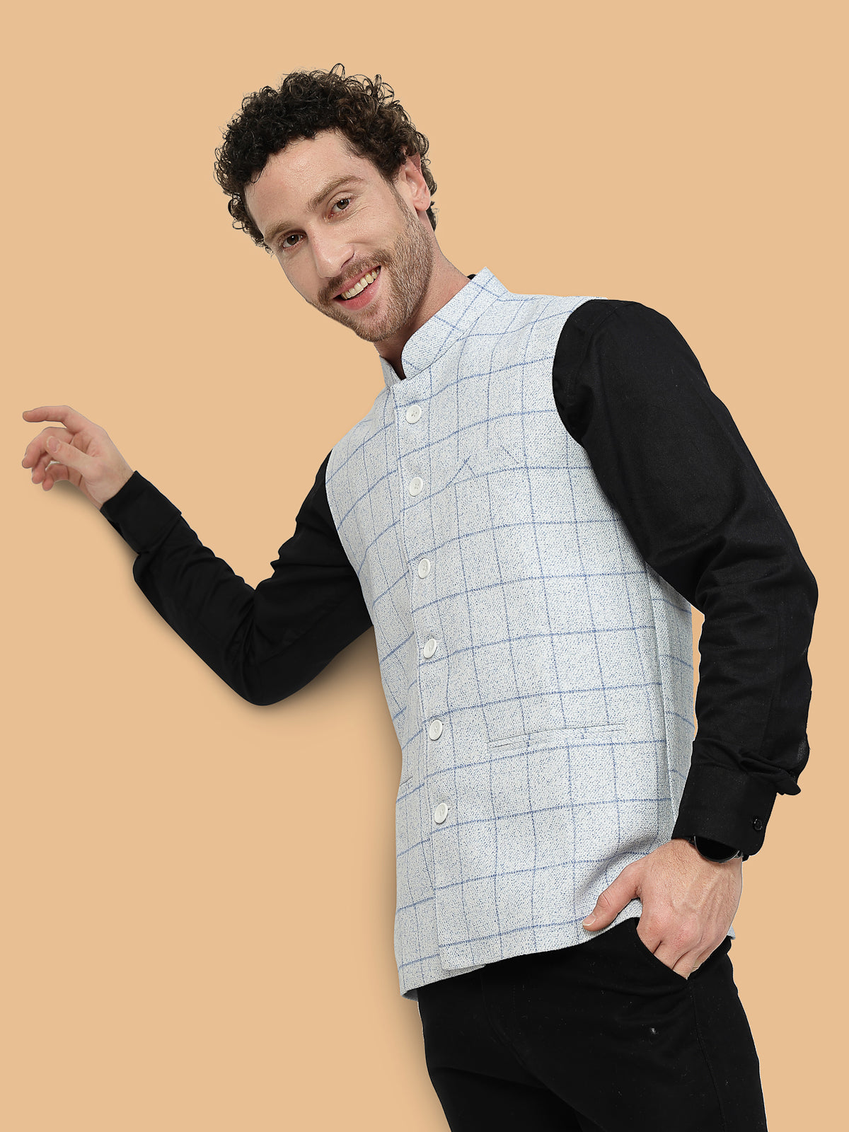 Vastraa Fusion Men's Traditional Woolen Nehru Jacket Modi Waistcoat