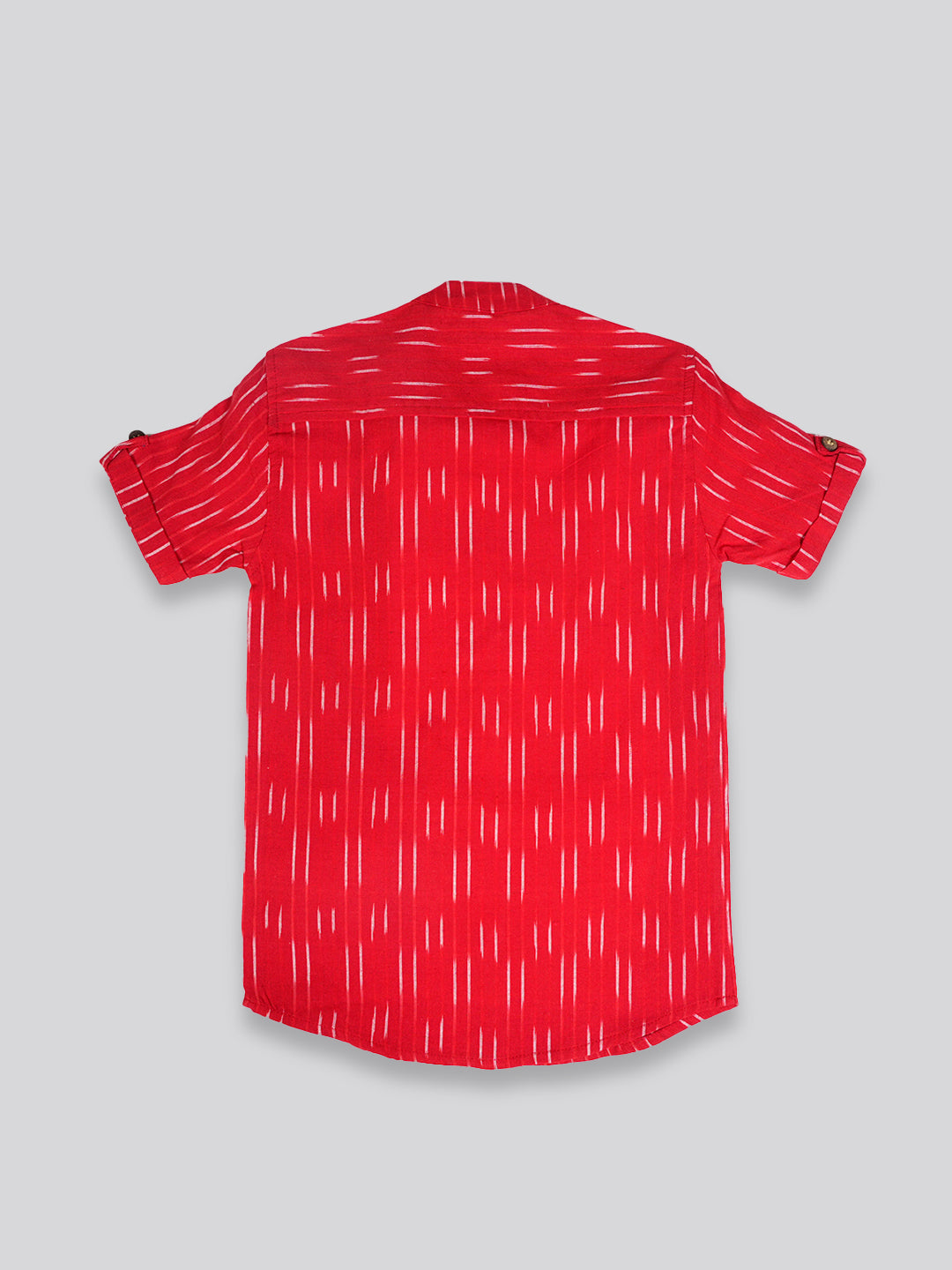 Vastraa Fusion Ikat Print Pure Cotton Spread Collar, Helf Sleeves, Button Shirt Casual Wear For Kid's