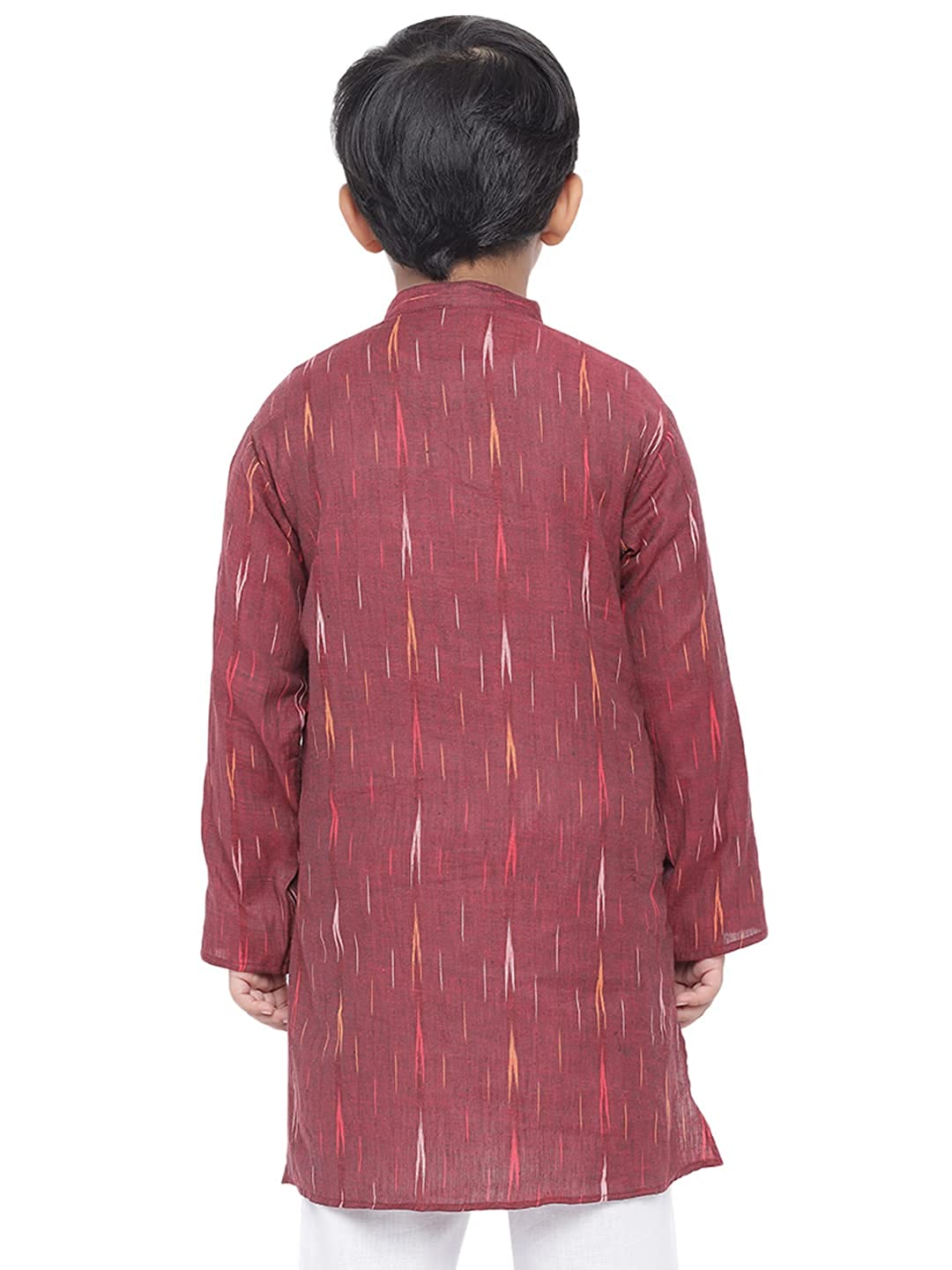 Kurta for Kids- Khadi Look in Mix Ikat Patterns South Cotton Kurta