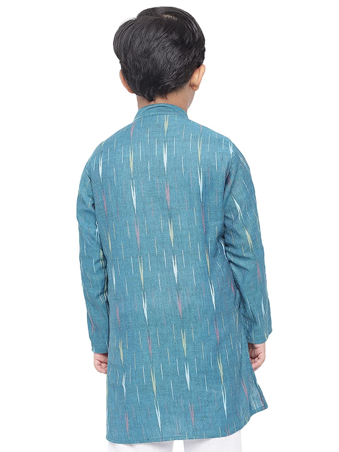 Kurta for Kids- Khadi Look in Mix Ikat Patterns South Cotton Kurta