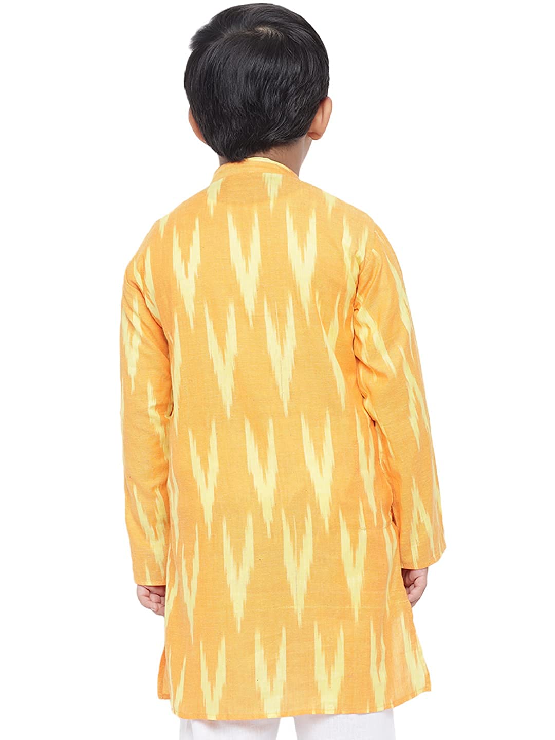 Kurta for Kids- Khadi Look in Mix Ikat Patterns South Cotton Kurta