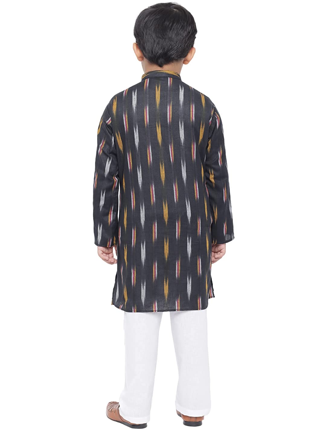 Kurta Pajama for Kids- Khadi Look in Mix Ikat Patterns South Cotton Kurta Pajama