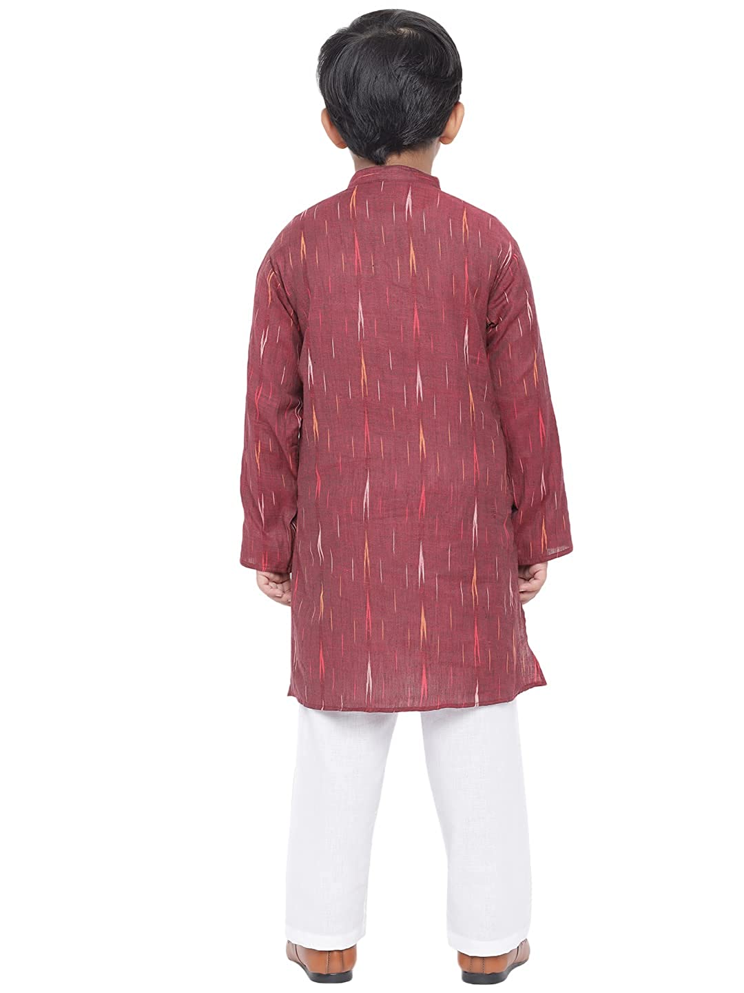 Kurta Pajama for Kids- Khadi Look in Mix Ikat Patterns South Cotton Kurta Pajama