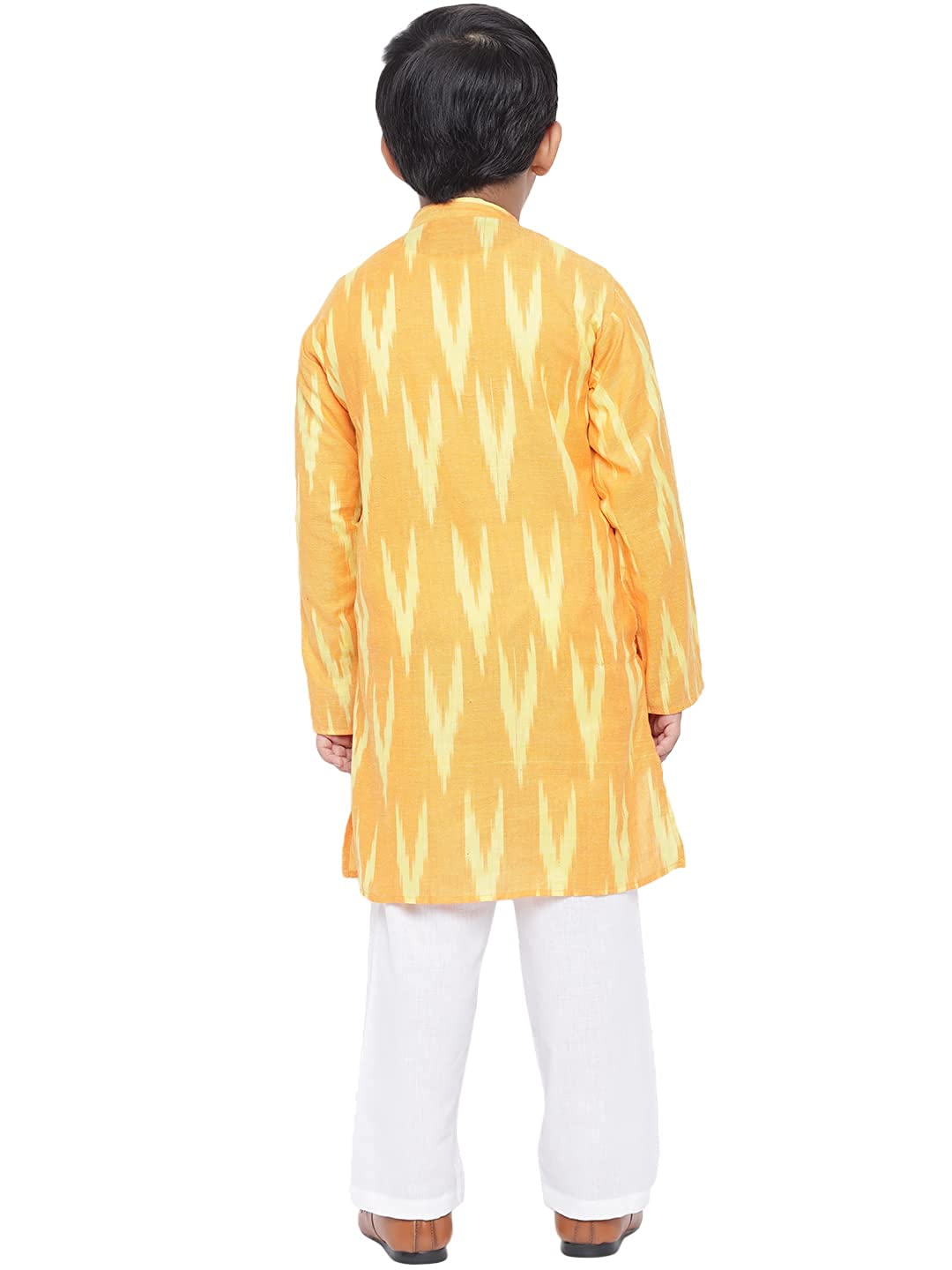 Kurta Pajama for Kids- Khadi Look in Mix Ikat Patterns South Cotton Kurta Pajama