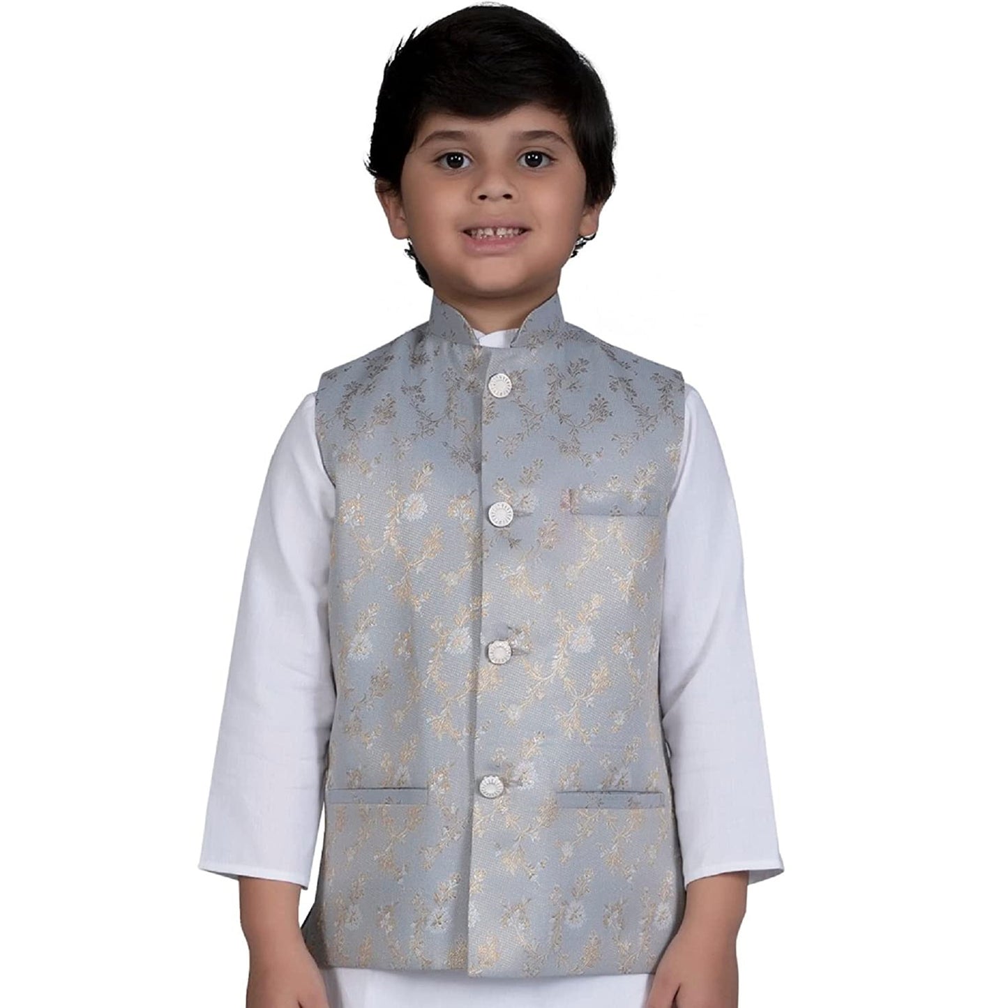 Vastraa Fusion Boys Printed Cotton Nehru Jacket, Round Collar, Ethnic Wear Jacket