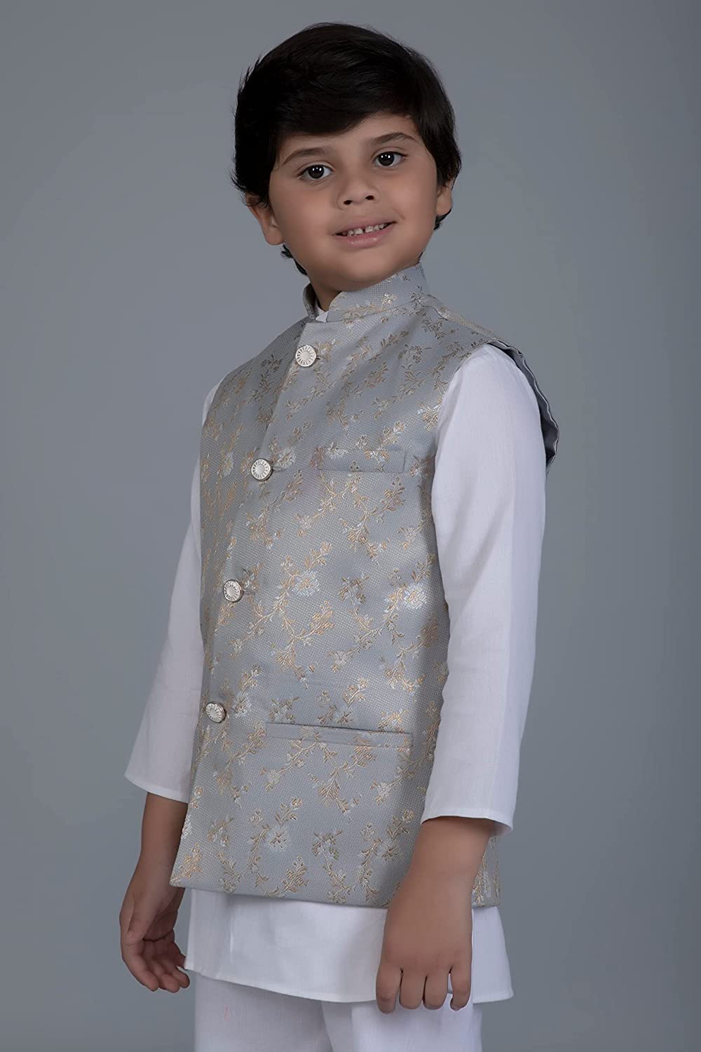 Vastraa Fusion Boys Printed Cotton Nehru Jacket, Round Collar, Ethnic Wear Jacket