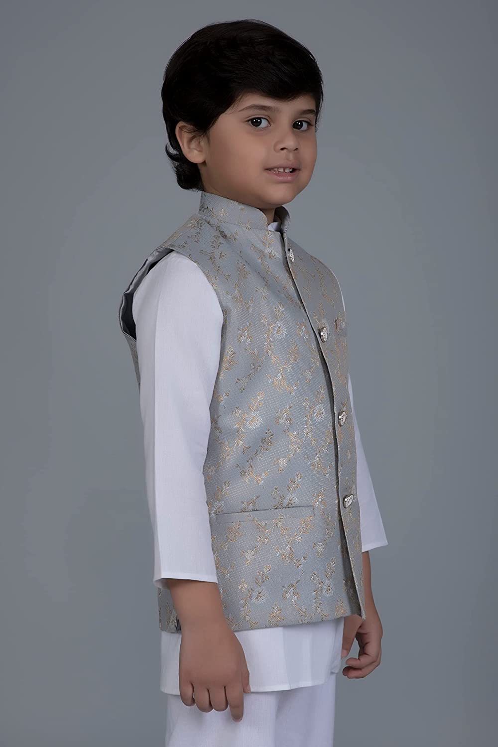 Vastraa Fusion Boys Printed Cotton Nehru Jacket, Round Collar, Ethnic Wear Jacket