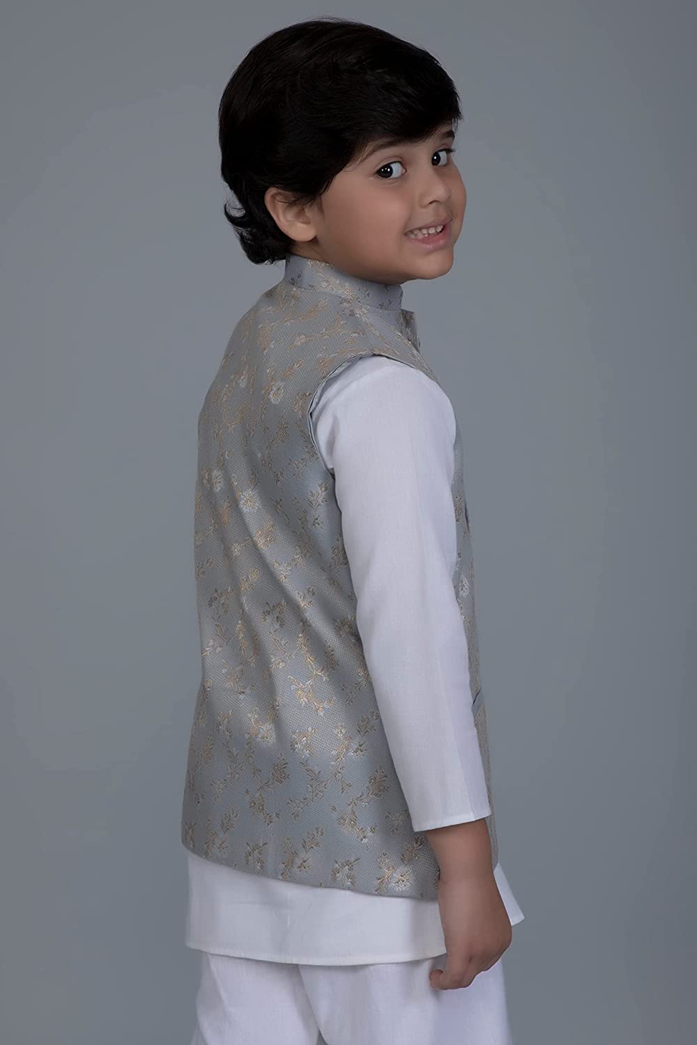 Vastraa Fusion Boys Printed Cotton Nehru Jacket, Round Collar, Ethnic Wear Jacket