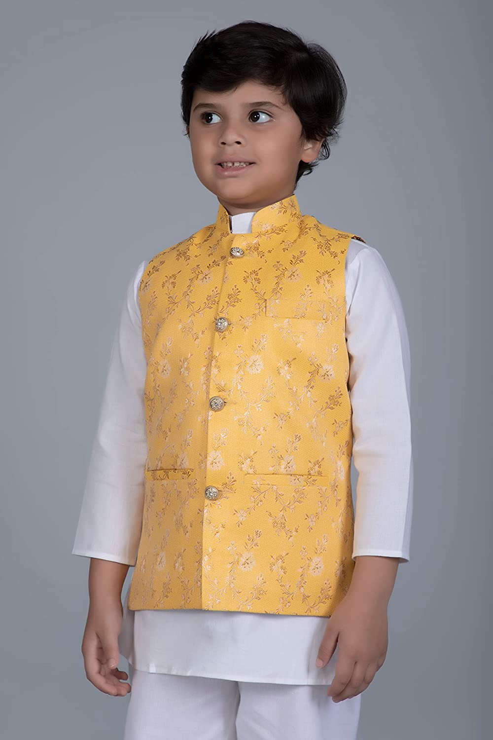 Vastraa Fusion Boys Printed Cotton Nehru Jacket, Round Collar, Ethnic Wear Jacket