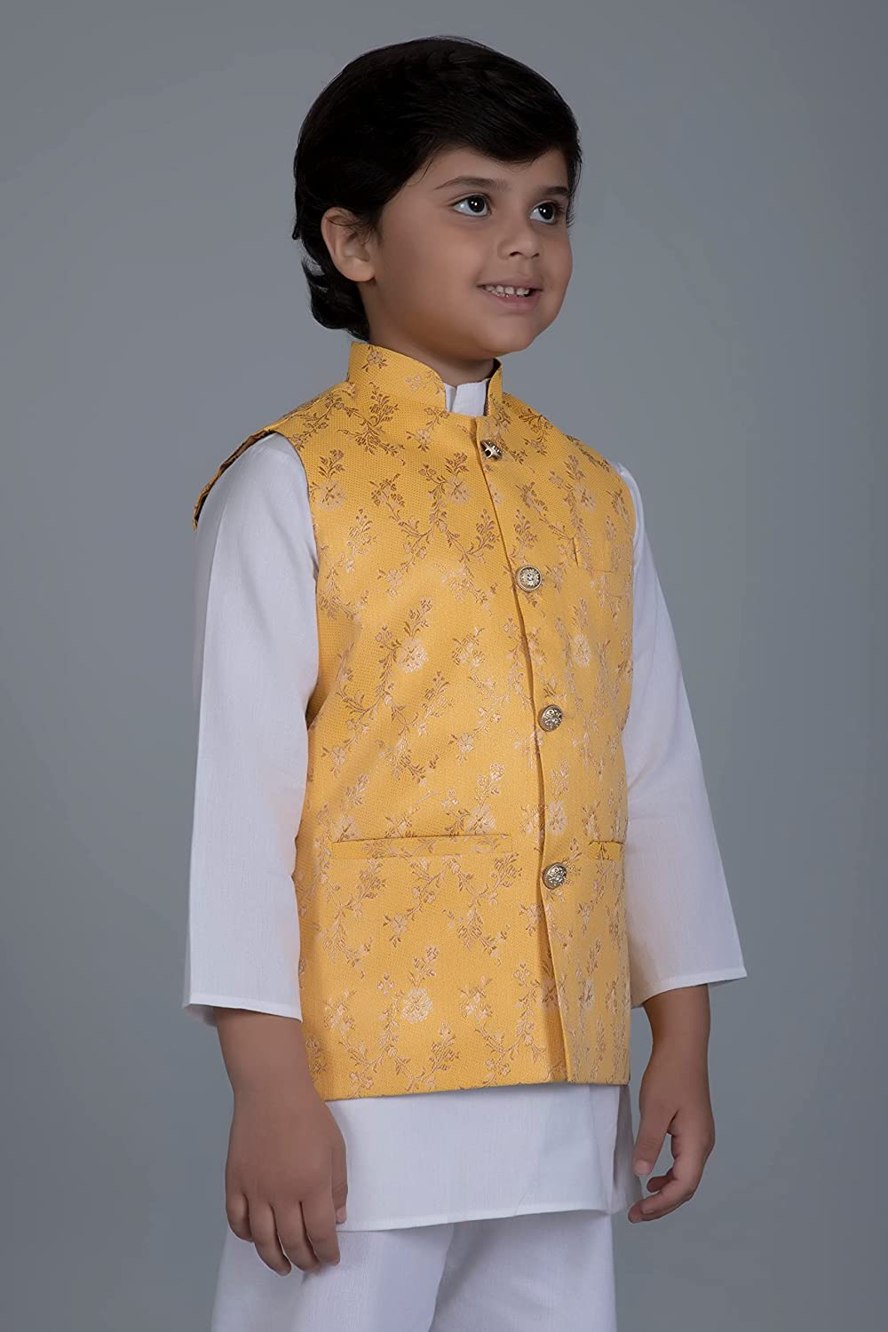 Vastraa Fusion Boys Printed Cotton Nehru Jacket, Round Collar, Ethnic Wear Jacket