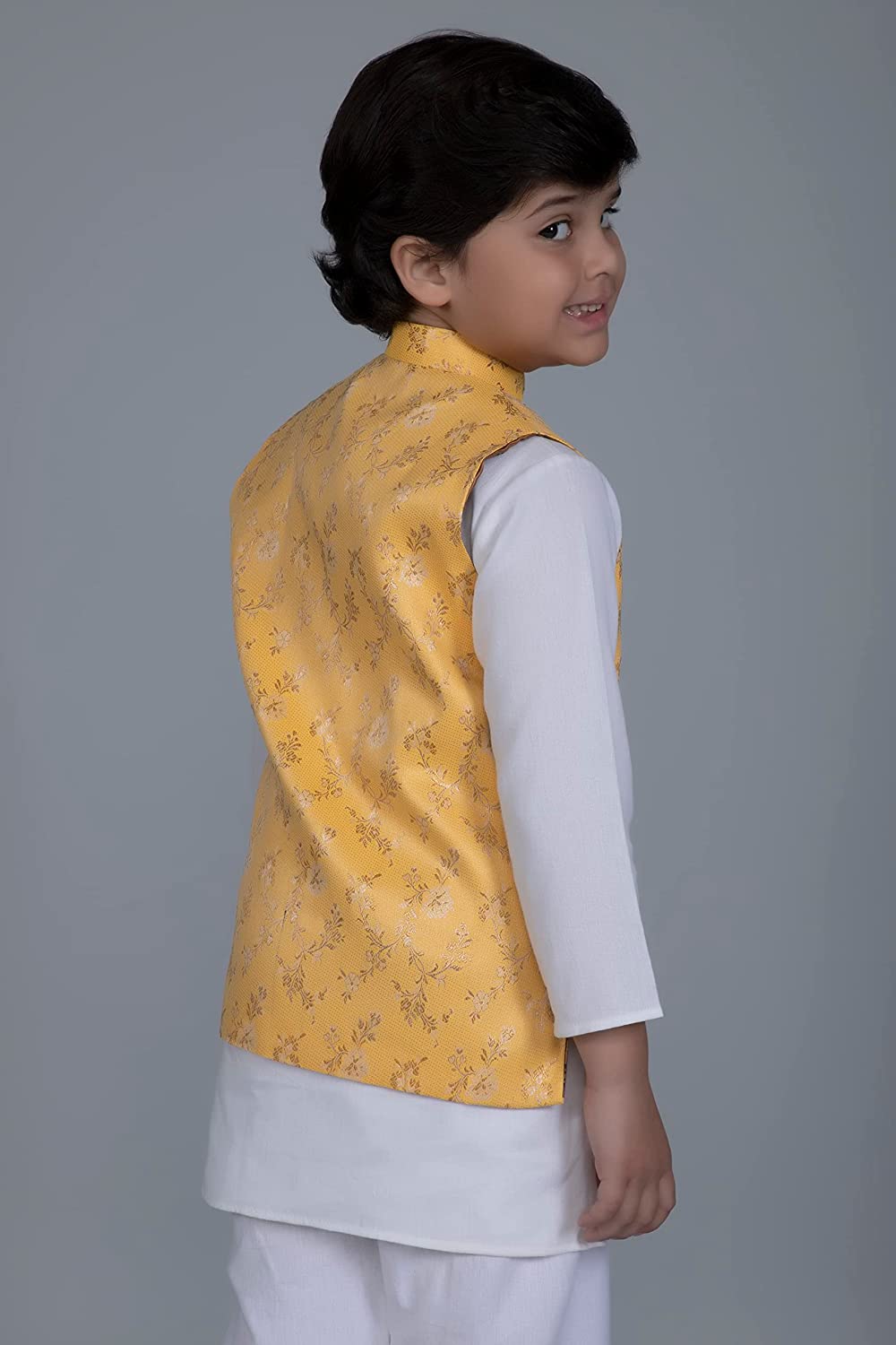 Vastraa Fusion Boys Printed Cotton Nehru Jacket, Round Collar, Ethnic Wear Jacket