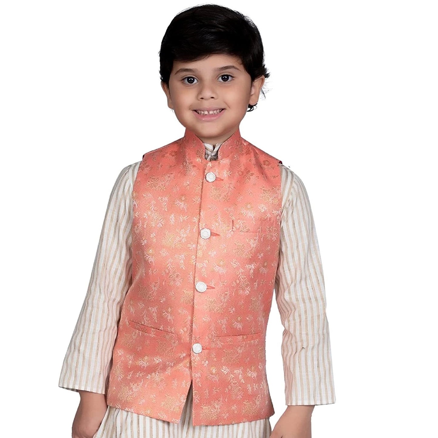 Vastraa Fusion Boys Printed Cotton Nehru Jacket, Round Collar, Ethnic Wear Jacket