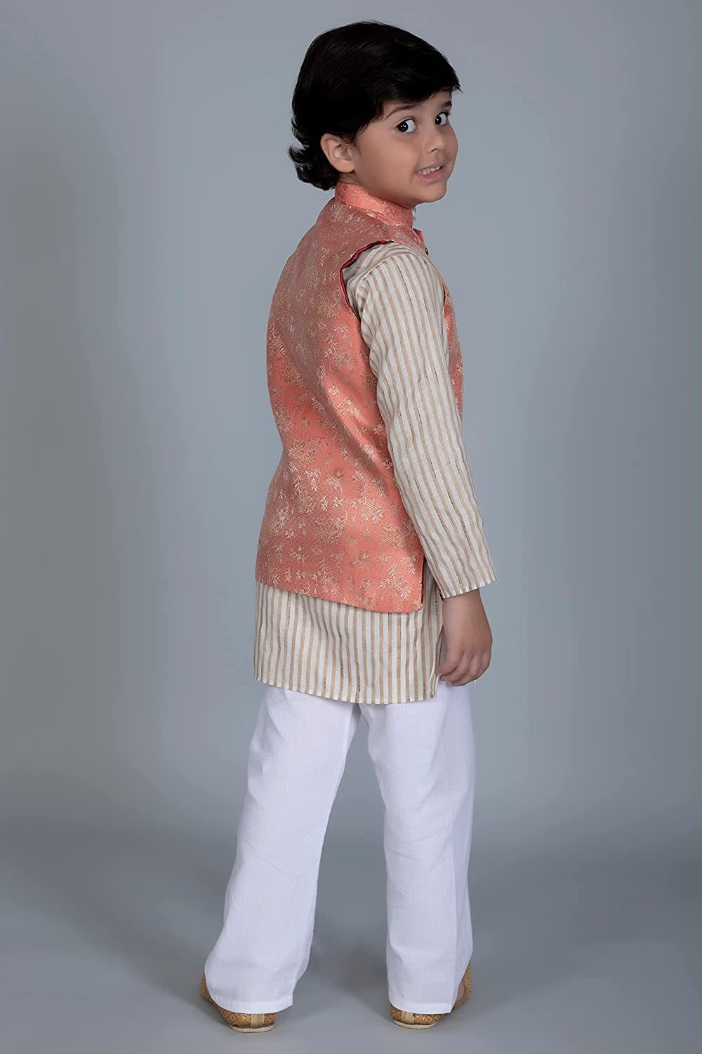 Vastraa Fusion Boys Printed Cotton Nehru Jacket, Round Collar, Ethnic Wear Jacket