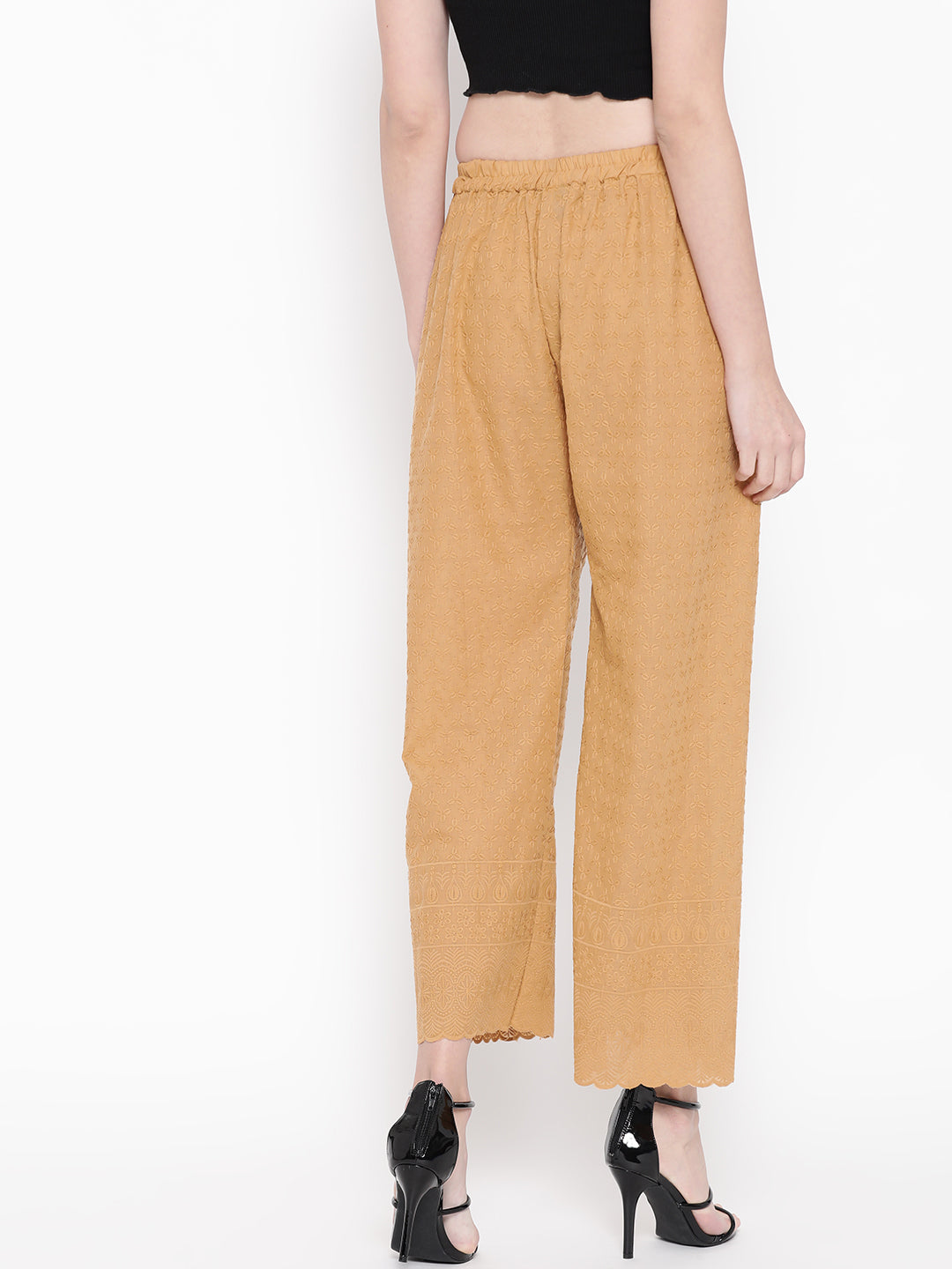 Vastraa Fusion Women's Regular Fit Cotton Chikan Palazzo