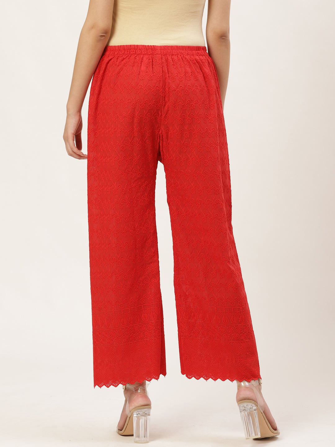 Vastraa Fusion Women's Regular Fit Cotton Chikan Palazzo