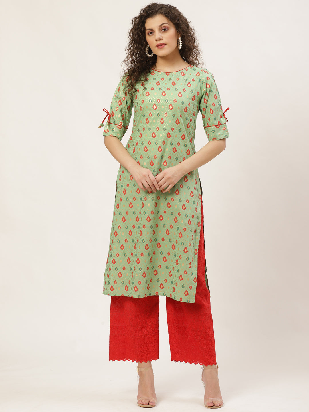 Vastraa Fusion Women's Regular Fit Cotton Chikan Palazzo