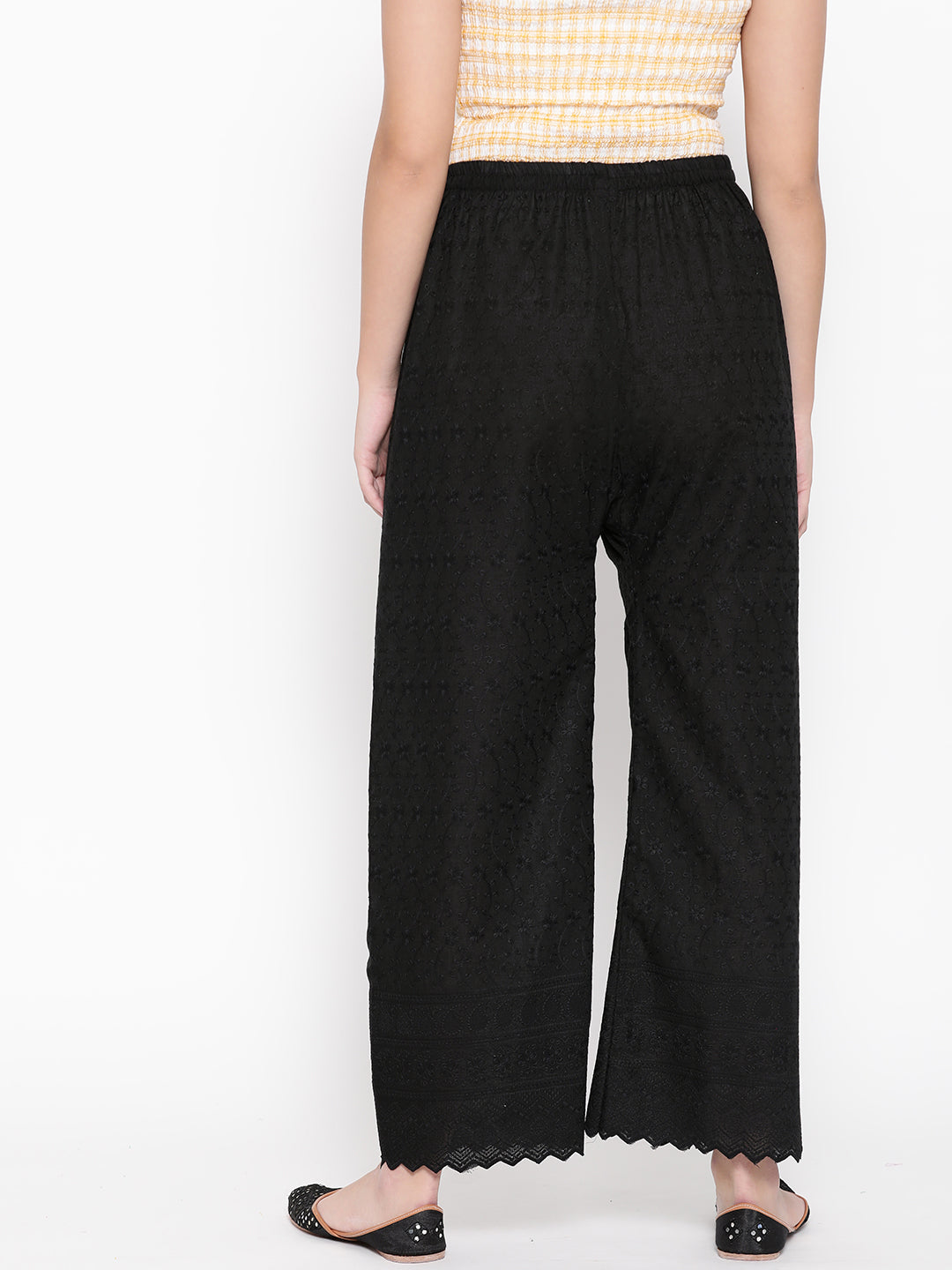 Vastraa Fusion Women's Regular Fit Cotton Chikan Palazzo