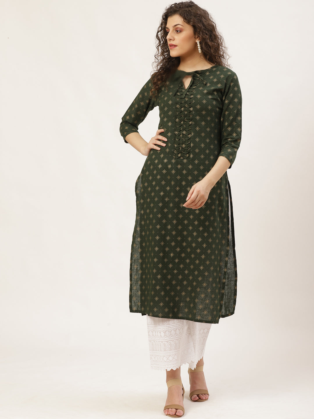 Vastraa Fusion Women's Regular Fit Cotton Chikan Palazzo
