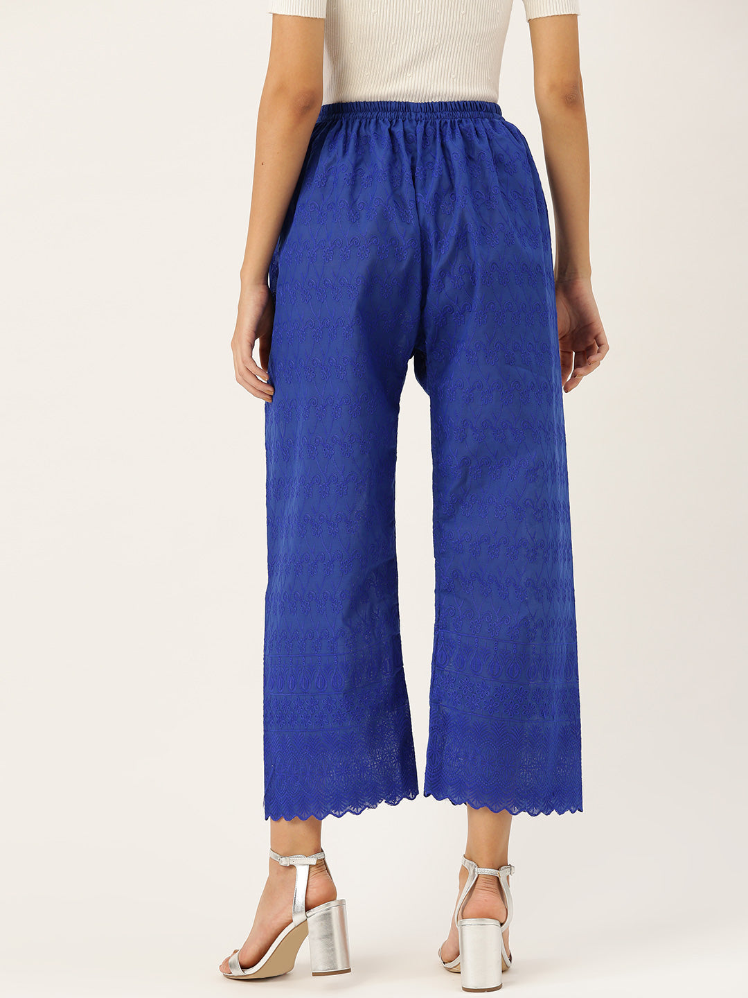 Vastraa Fusion Women's Regular Fit Cotton Chikan Palazzo