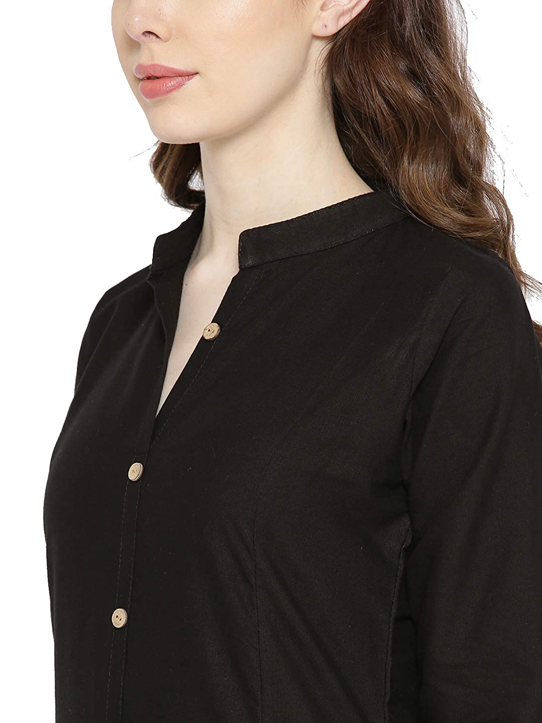 Vastraa Fusion Women's Pure Cotton Solid Button Kurti