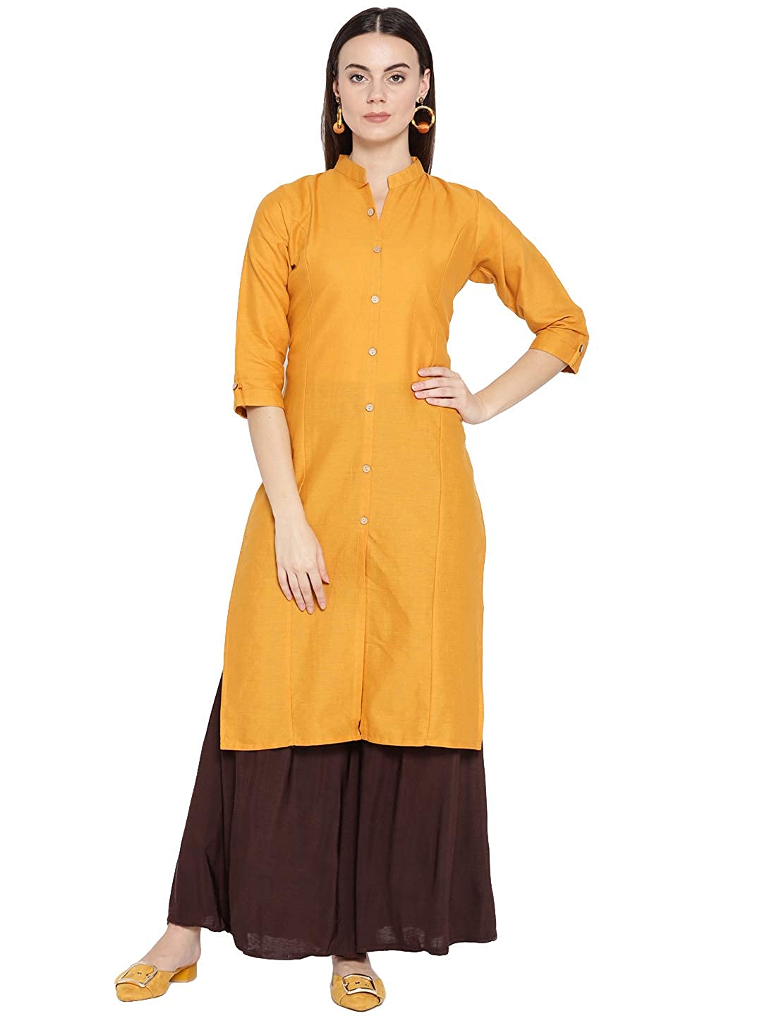 Vastraa Fusion Women's Pure Cotton Solid Button Kurti