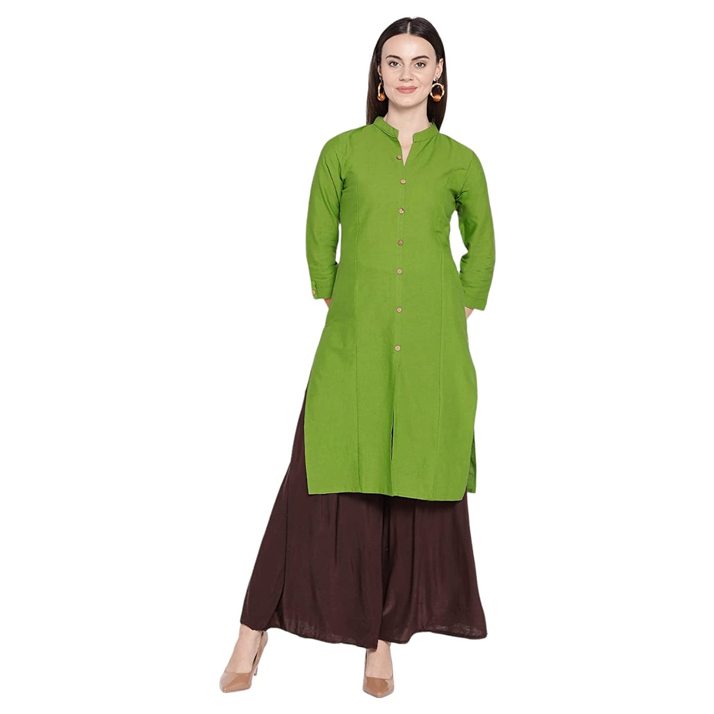 Vastraa Fusion Women's Pure Cotton Solid Button Kurti