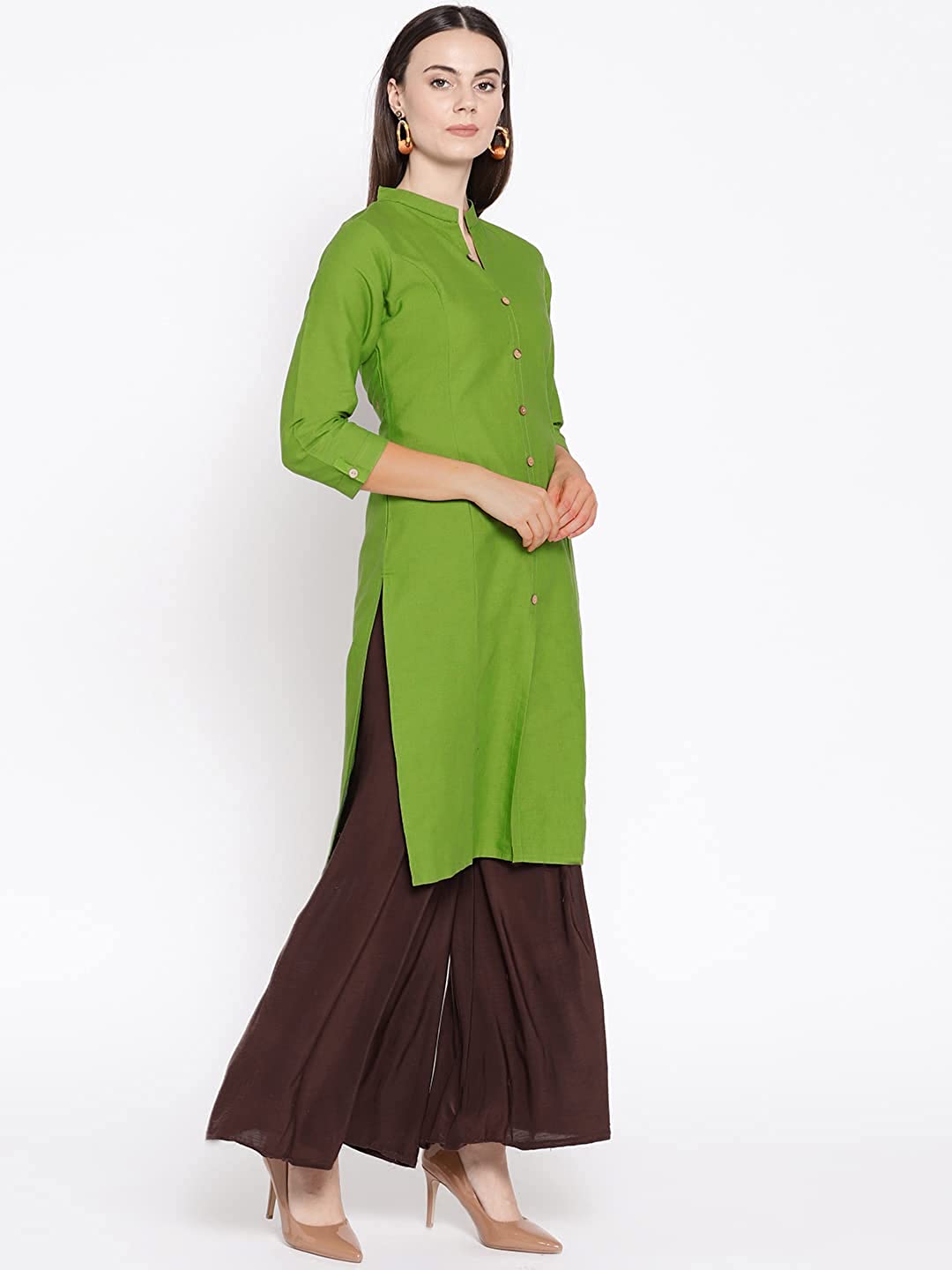 Vastraa Fusion Women's Pure Cotton Solid Button Kurti