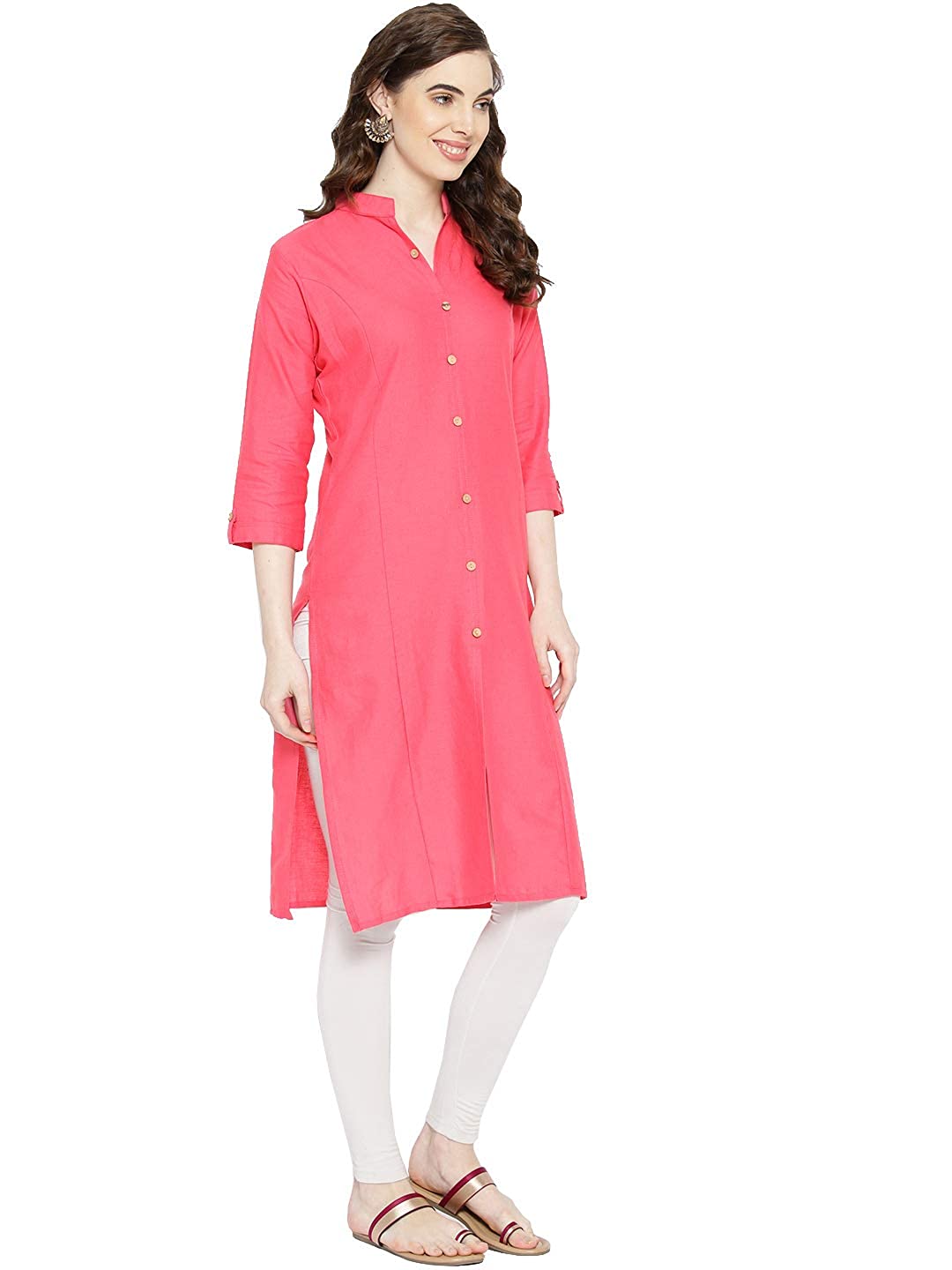Vastraa Fusion Women's Pure Cotton Solid Button Kurti