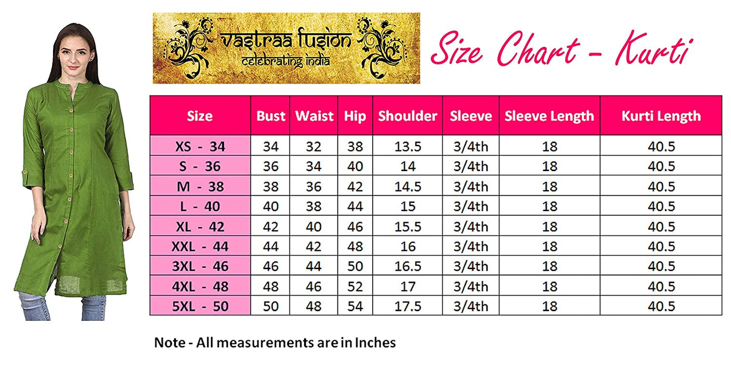 Vastraa Fusion Women's Pure Cotton Solid Button Kurti
