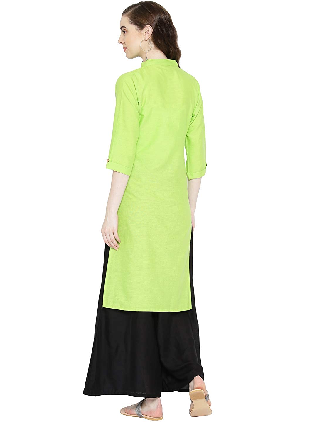 Vastraa Fusion Women's Pure Cotton Solid Button Kurti
