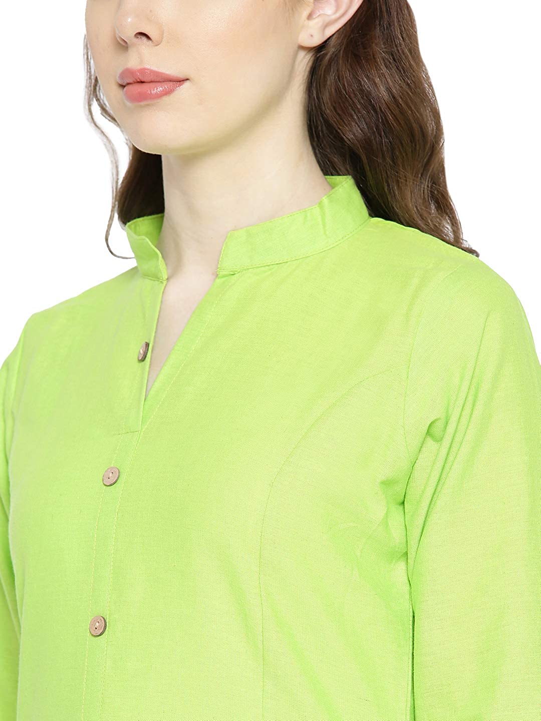 Vastraa Fusion Women's Pure Cotton Solid Button Kurti
