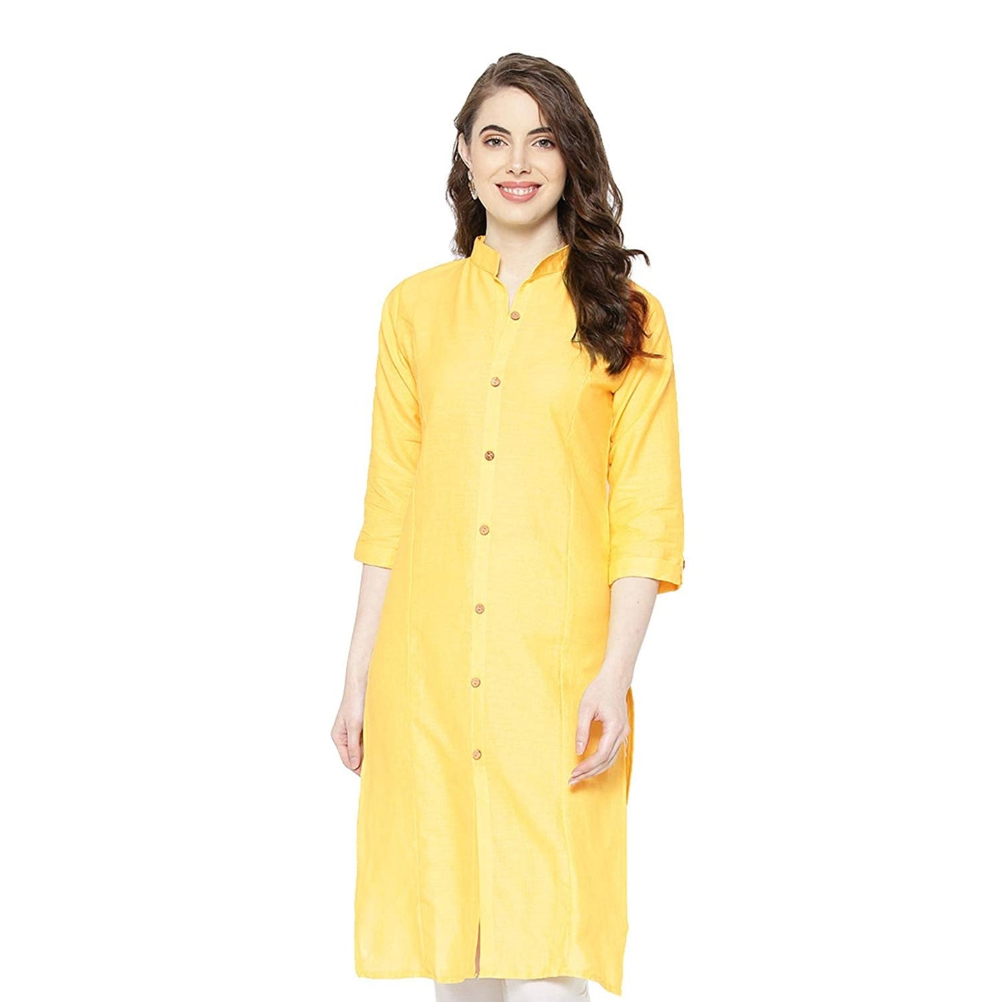 Vastraa Fusion Women's Pure Cotton Solid Button Kurti