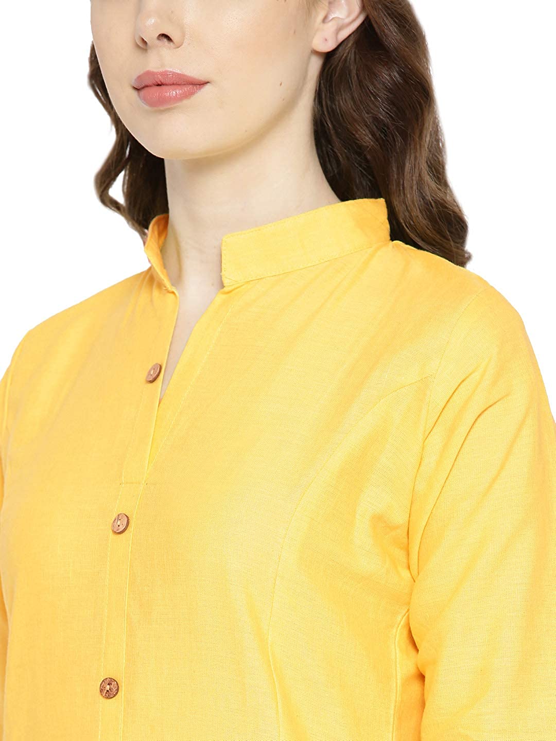 Vastraa Fusion Women's Pure Cotton Solid Button Kurti