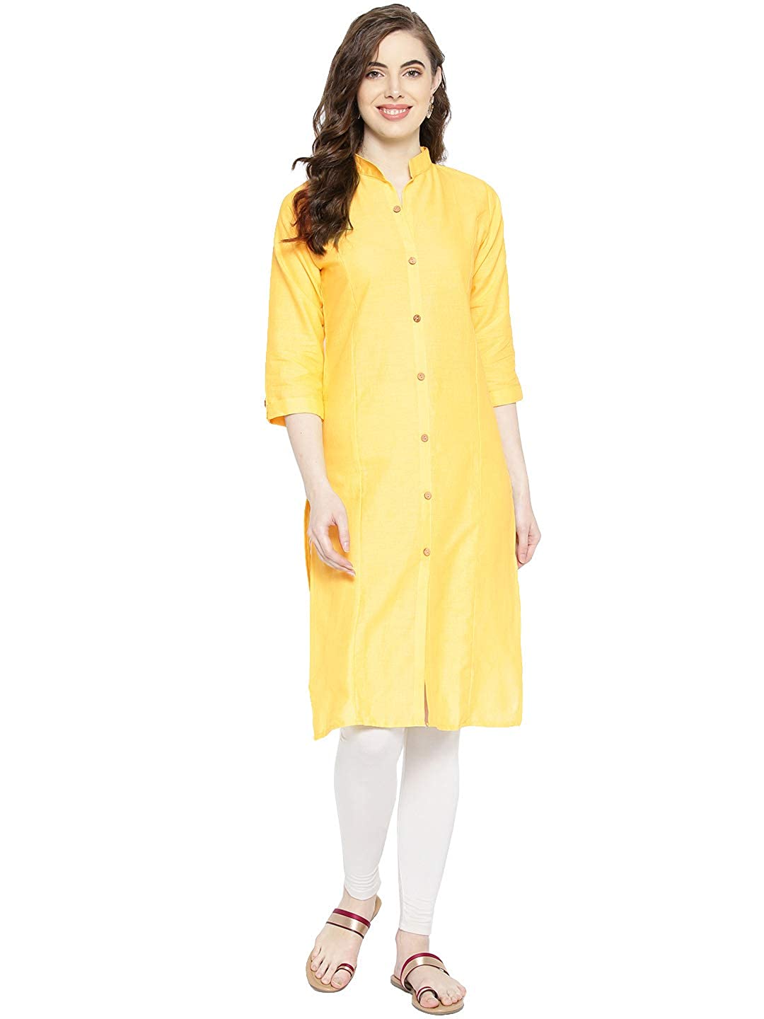 Vastraa Fusion Women's Pure Cotton Solid Button Kurti