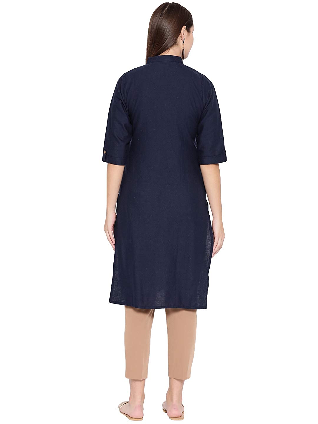 Vastraa Fusion Women's Pure Cotton Solid Button Kurti