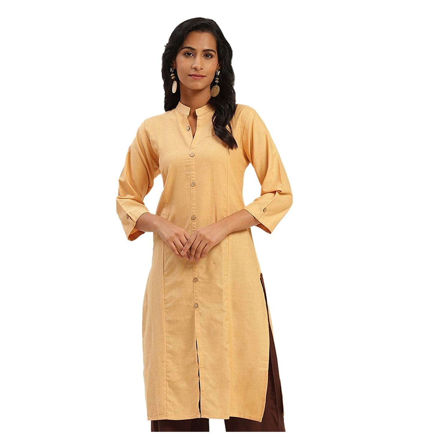 Vastraa Fusion Women's Pure Cotton Solid Button Kurti