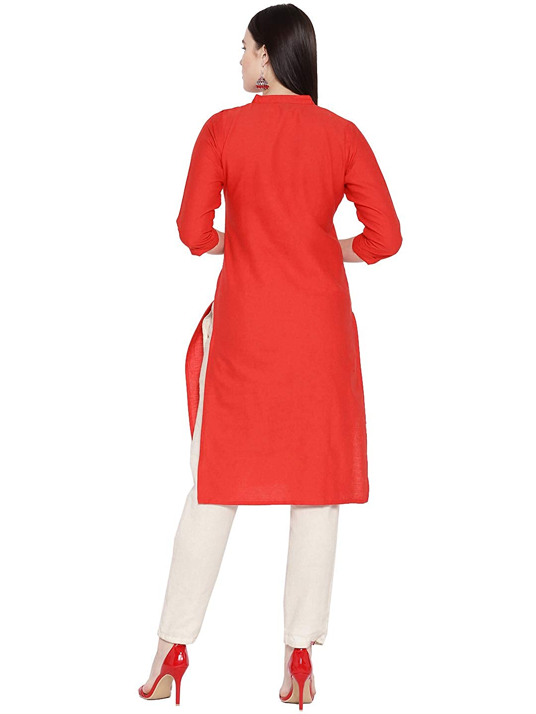 Vastraa Fusion Women's Pure Cotton Solid Button Kurti
