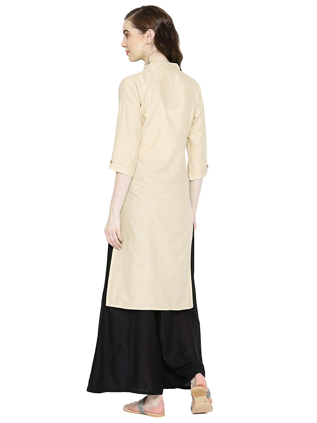 Vastraa Fusion Women's Pure Cotton Solid Button Kurti