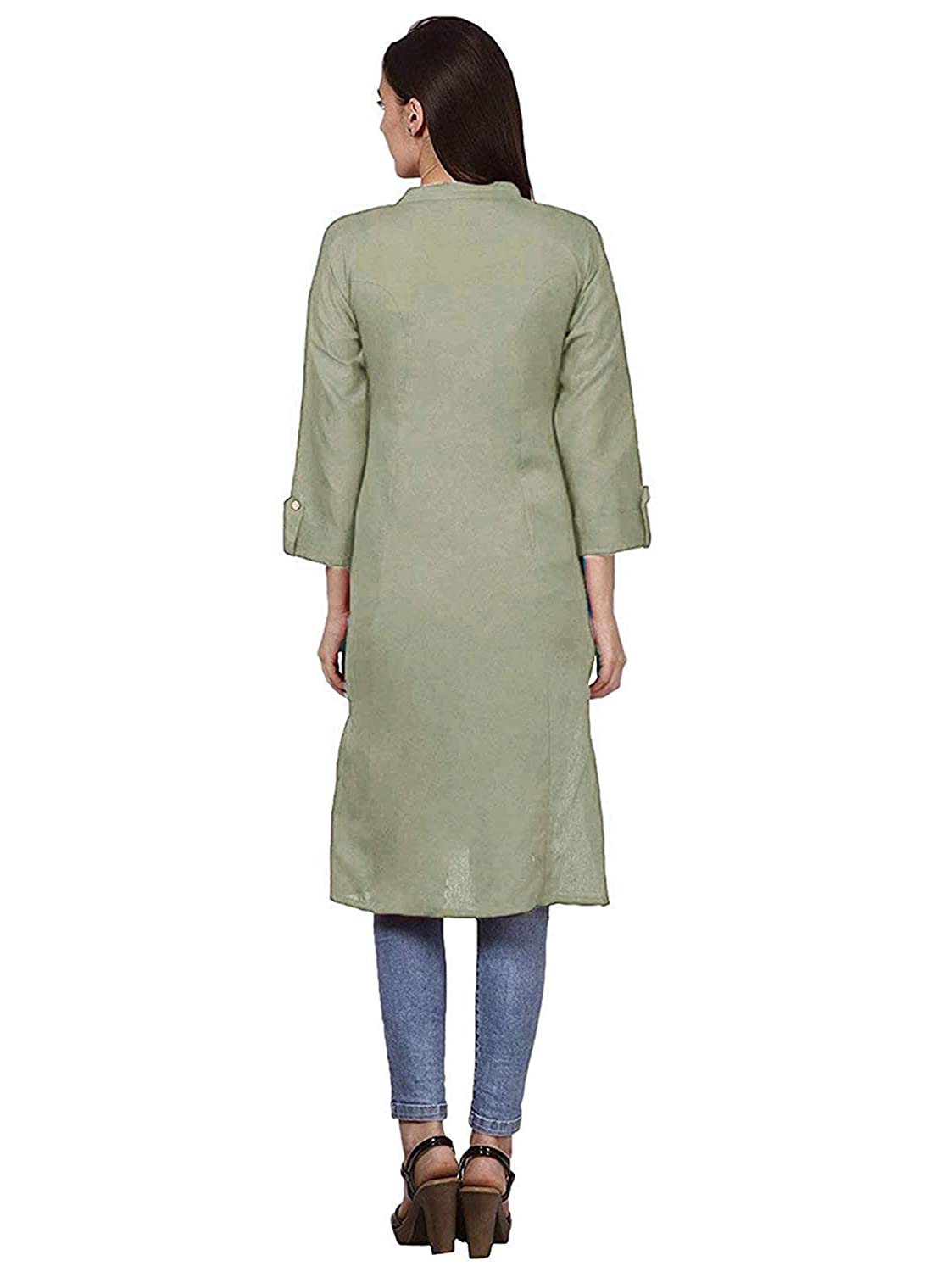 Vastraa Fusion Women's Pure Cotton Solid Button Kurti