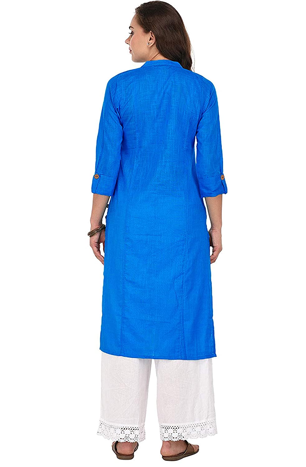 Vastraa Fusion Women's Pure Cotton Solid Button Kurti