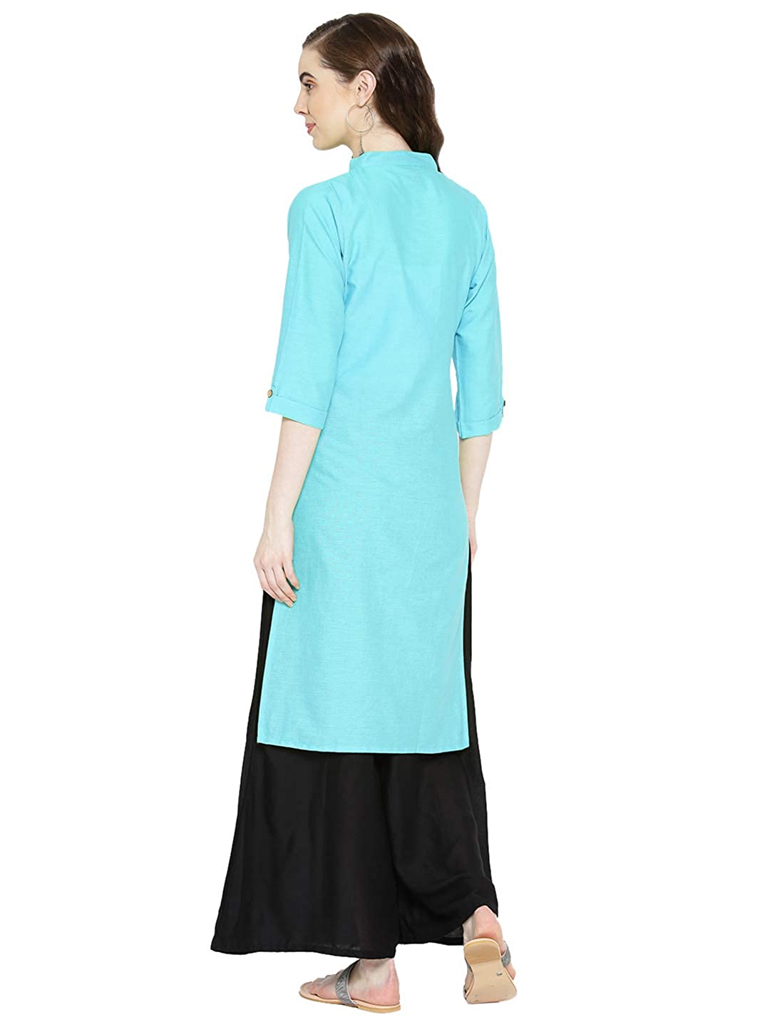 Vastraa Fusion Women's Pure Cotton Solid Button Kurti