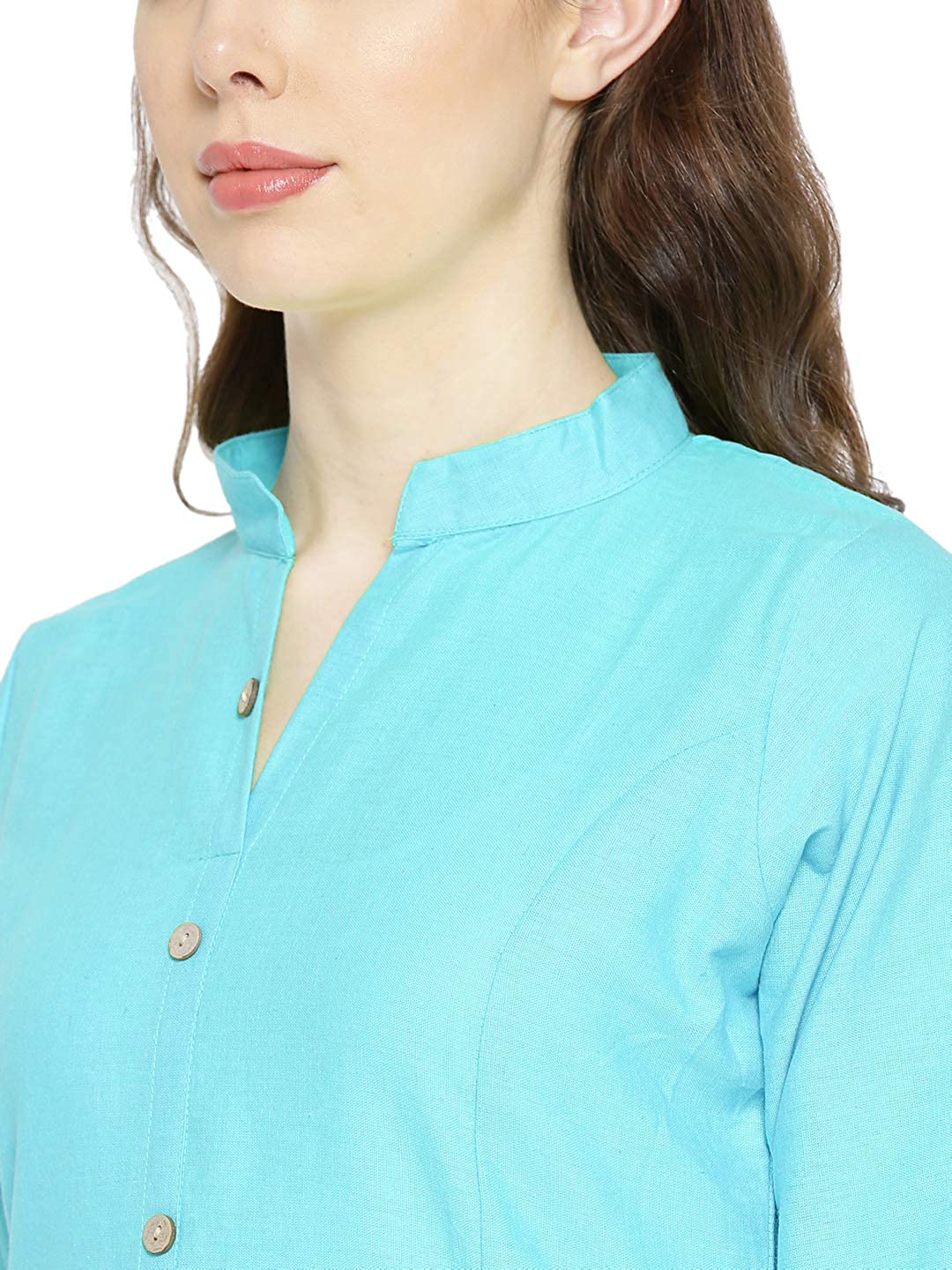 Vastraa Fusion Women's Pure Cotton Solid Button Kurti
